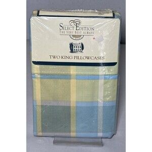 Vintage NOS Springs Home Select Edition Plaid King Pillowcase 2 Pack Made in USA